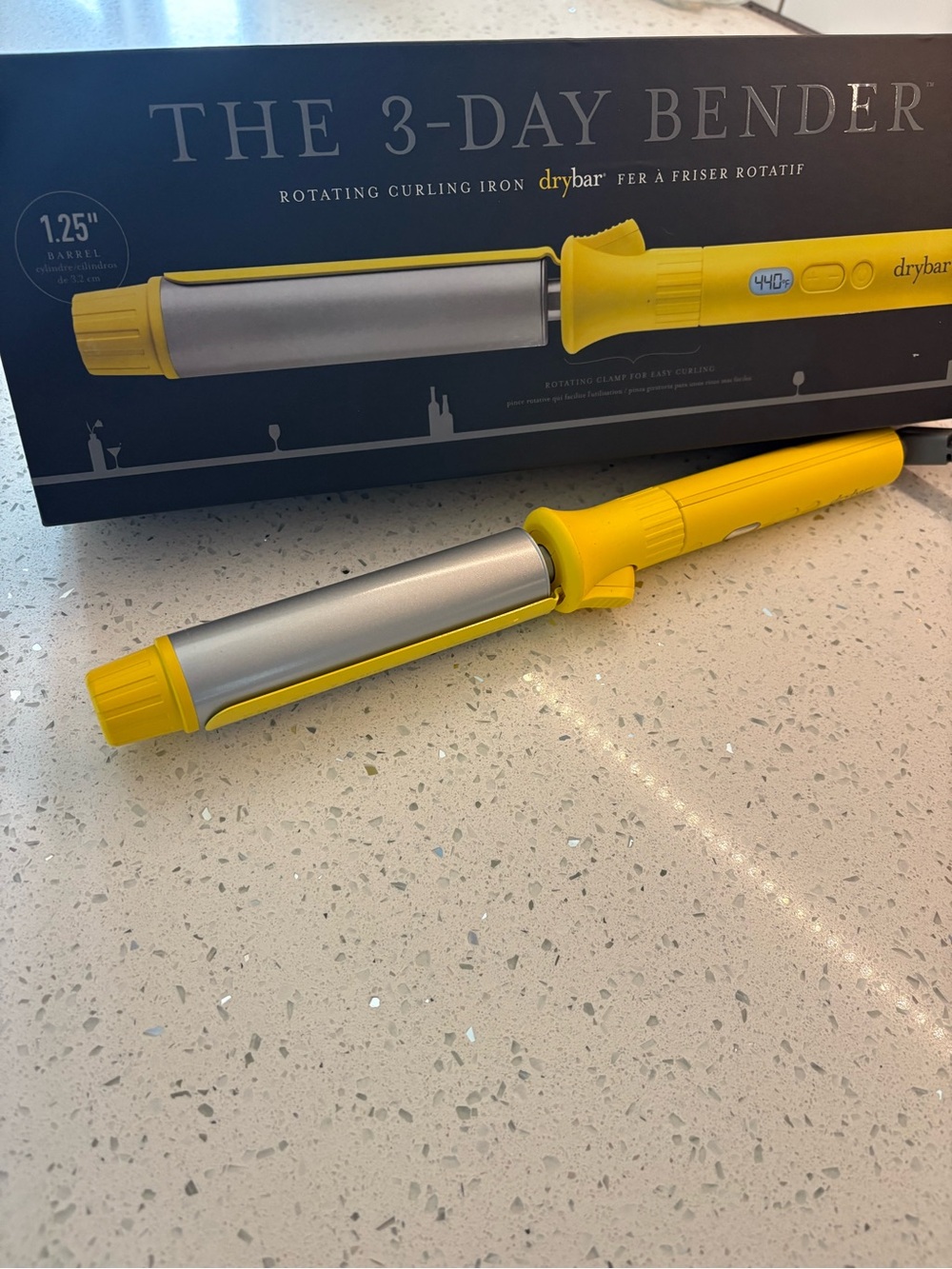 Drybar Yellow Rotating Curling Iron with Silver Barrel